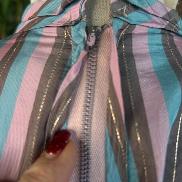 Mrs. America of California Vintage 50s 60s Striped Maternity Top Metal Zipper - Picture 3 of 7